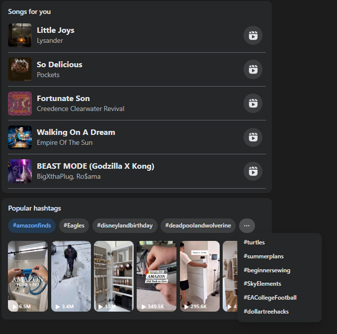 How to find trending Facebook hashtags and music to use on social media.